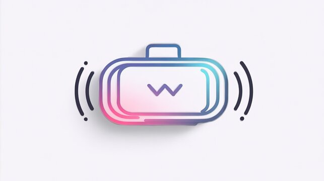 3D Gradient Neon Luggage Tracking Notification Icon with Signal Waves, Suitable for Travel Apps, UI Design and Web Interfaces