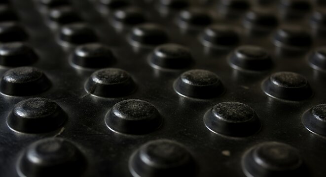 Of Industrial Rubber Mat, Circular Stud Pattern, Black Texture