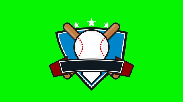 Animated Panther Royal Blue Blank Baseball Logo Shield Emblem on Green Screen