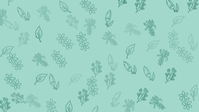 Seamless teal floral pattern with leaves and flowers for backgrounds