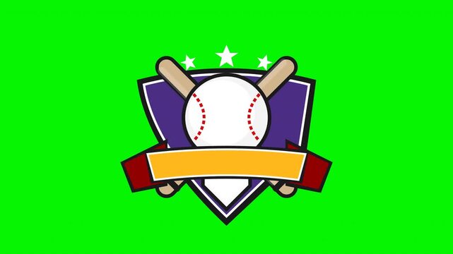 Animated Spartan Purple Blank Baseball Logo Shield Emblem on Green Screen