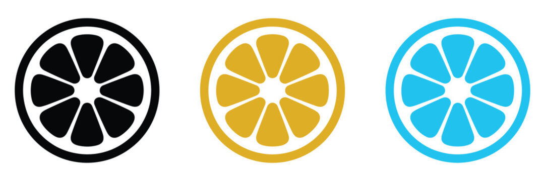 Orange slice shape set with grapefruit and mandarin symbols, vibrant citrus vector collection for summer promotions and healthy living design.