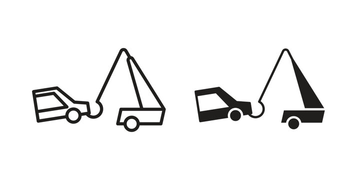 Towed car icon in line design. editable stroke icon vector. EPS10
