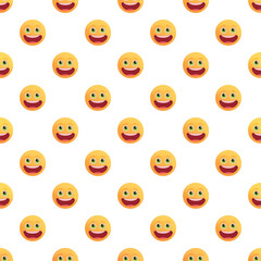 Fototapeta premium Yellow grinning emoji faces forming a cheerful repeating background design