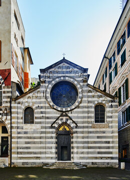 Facade of the San Matteo Church, Founded originally in 1125 by Martino Doria, in Genoa, Italy, Europe 