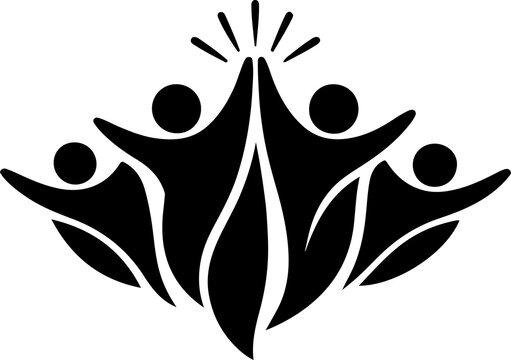 Community Unity Logo: Symbolizing connection, a vibrant logo represents a community united, with arms raised in joyful celebration, embracing diversity and togetherness.