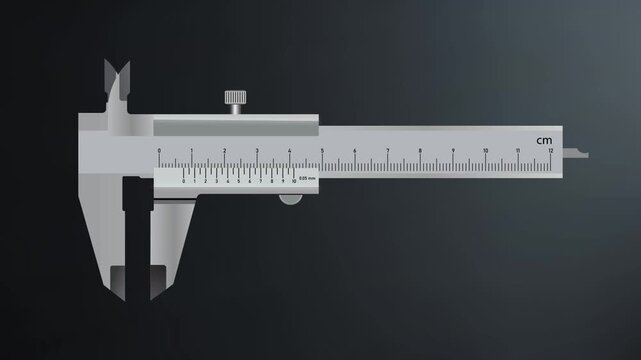 Animated Mechanical Vernier Caliper with Scale Reading