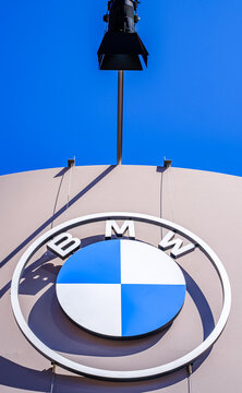 Munich, Germany - September 6: typical BMW logo at a car show in munich on September 6, 2023