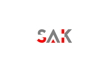 Fototapeta premium SAK Modern Geometric Lettermark: Bold Red and Gray Minimalist Logo for Innovative Tech Branding