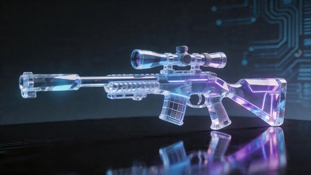 Transparent futuristic rifle with scope