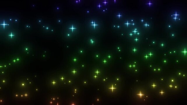 カラフルなキラキラした光が降ってくるエフェクトの背景の動画