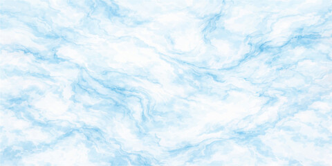 Abstract watercolor blue sky background featuring soft white clouds and a frozen winter texture with cold ice patterns and light seasonal atmosphere © Sayid