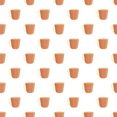 Obraz premium Repeating pattern of brown coffee mugs forming a background