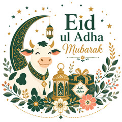Fototapeta premium Happy muslim family celebrating festive eid ul adha mubarak