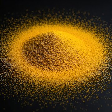 Heavy blanket of bright yellow pollen dust covering a dark outdoor surface during the peak season of springtime, seasonal illness, nature, dust