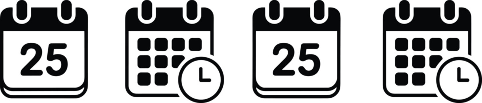 Calendar Icons with Date and Clock Symbol Planning and Time Management Concept