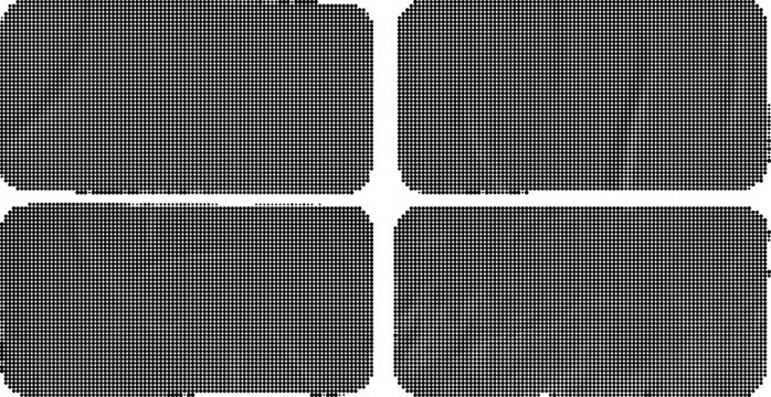 Four dark gray rectangles with rounded corners on a transparent background