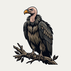 Obraz premium Cartoon vector illustration of a vulture