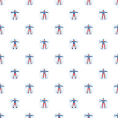 Naklejka premium Snow angels forming a repeating pattern, representing fun winter activities