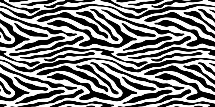 Zebra stripe pattern seamless black and white animal print