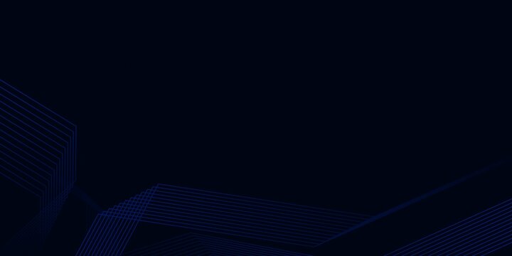 Abstract dark blue background with geometric tech lines and copy space.