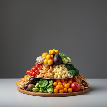 Pir&aacute;mide alimenticia bien estructurada con diferentes grupos de alimentos saludables, promoviendo una dieta equilibrada y nutritiva, vida, piramide, vision