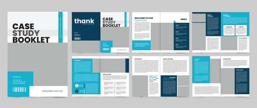 business case study booklet template. corporate case study company profile a4 paper template.