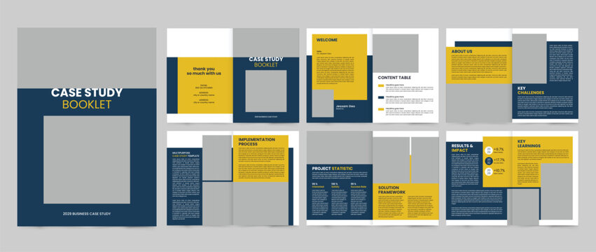 business case study booklet template. corporate case study company profile a4 paper template.