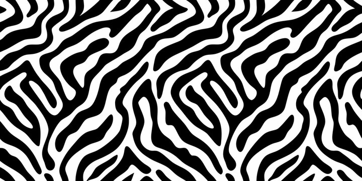 Zebra stripe pattern seamless black and white illustration