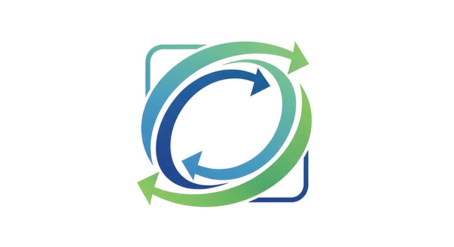 Circular arrow icon representing recycling and sustainability, abstract graphic design