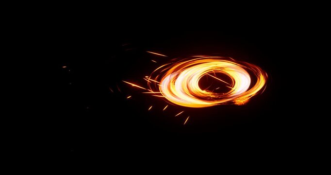 fire energy spin effect on black background