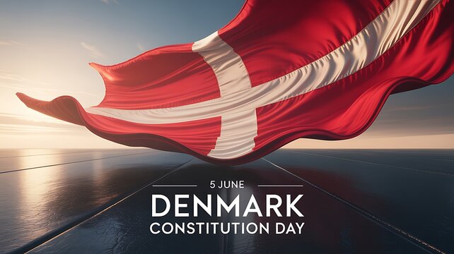 Waving denmark flag on constitution day
