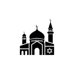 Obraz premium Islamic Mosque Building Silhouette Icon.
