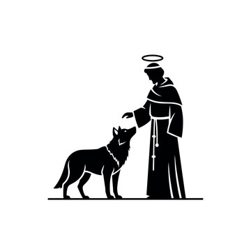Saint Francis of Assisi Taming the Wolf of Gubbio.