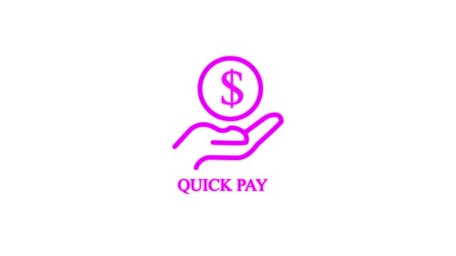 quick pay button animation with hand holding dollar sign on white background online payment finance transaction concept 4k motion graphic