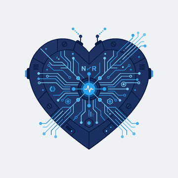 Heart shaped circuit board design element.