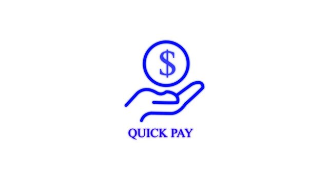 quick pay button animation with hand holding dollar sign on white background online payment finance transaction concept 4k motion graphic