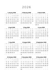 Professional 2026 Annual Calendar Template A4 Minimalist Full Year Planner for Corporate Scheduling...