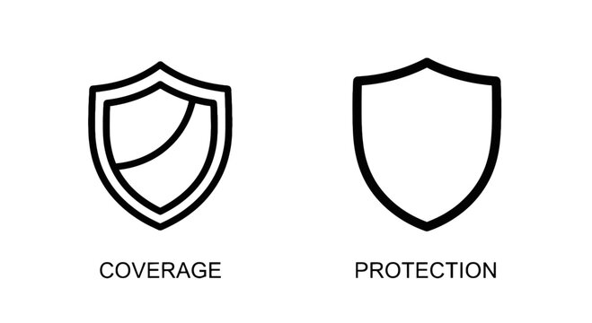 Protection and coverage shield icons with shield outline shield graphic protection icon security icon safety icon defense icon assurance icon security