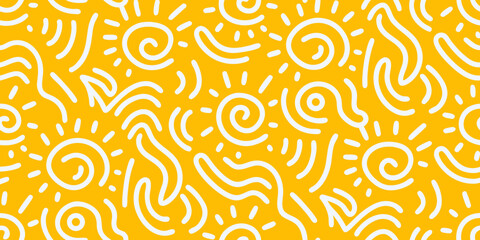 abstract swirl pattern on yellow background playful line art © Sabuj