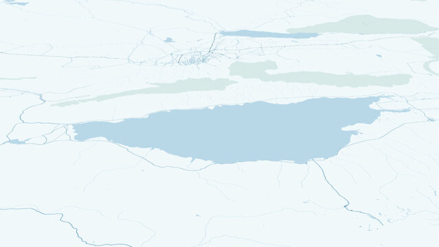 Modern minimalist vector map of Issyk-Kul Lake, Kyrgyzstan. High-quality scalable illustration of Issyk-Kul geography, Tian Shan mountains, Cholpon-Ata, and Karakol region layout for p