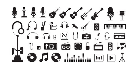 Extensive Collection of Audio and Musical Instrument Icons © MdDulal