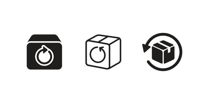 Refund Return Icon Set Outline Pictogram Silhouette