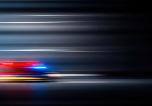 Emergency response vehicle moving rapidly through a blur of light and motion, emphasizing immediate service, quick action, and urgency, moving, intense, critical