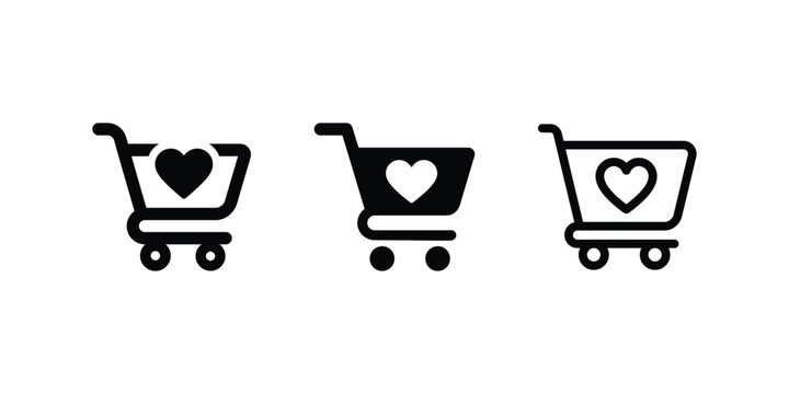 Shopping Wishlist Icon Set Outline Pictogram Silhouette