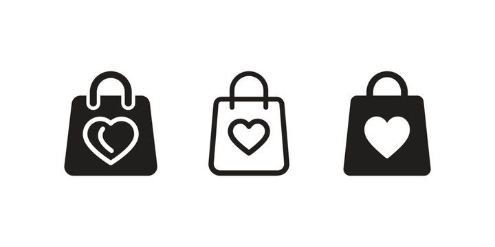 Wishlist Heart Icon Set Outline Pictogram Silhouette
