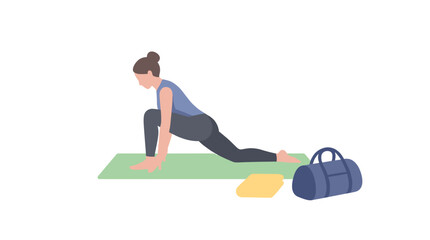 Fototapeta premium Woman performing yoga plank pose on mat.