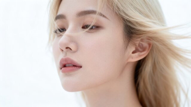 Closeup portrait of a woman with blonde hair