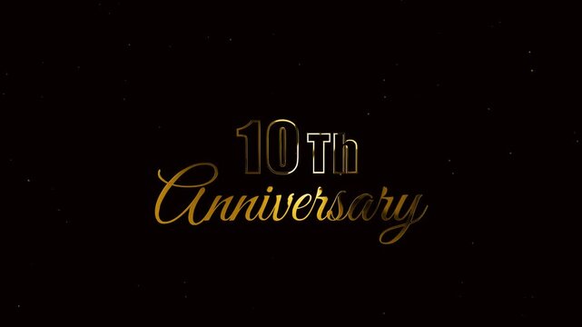 luxury gold 10 th anniversary text animation on the green screen background