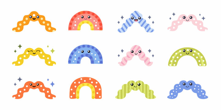 cute cartoon worms collection colorful vector illustration on white background